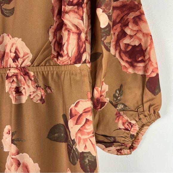 Joyfolie Prairie Cottagecore Cowgirl Ruffle Maxi Ashley Dress Ochre Floral 4 - Picture 5 of 13